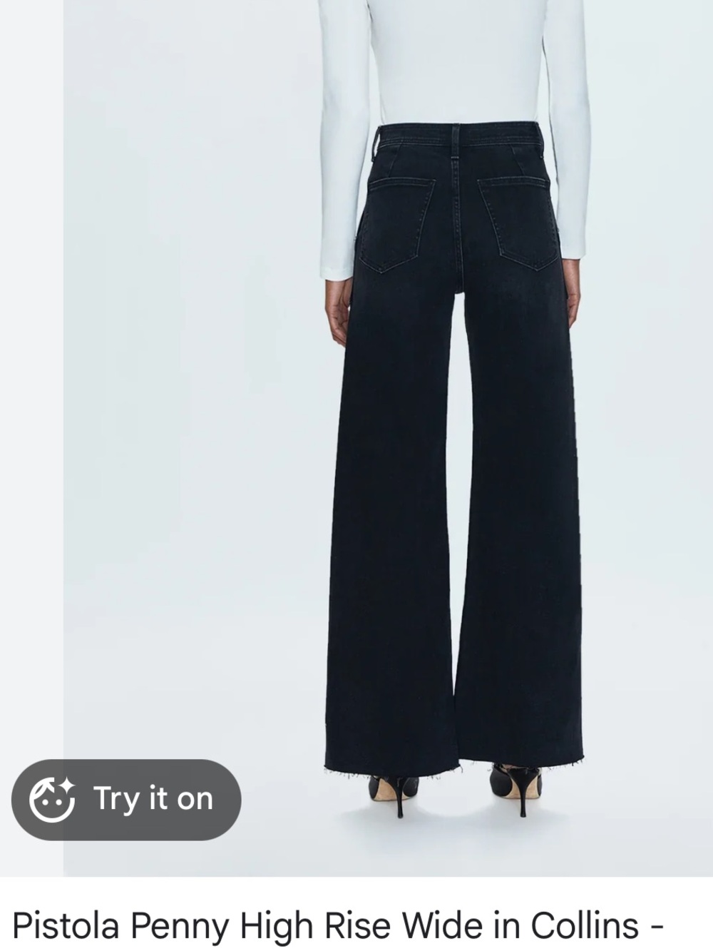 NWT PistolaPenny High-Rise Wide-Leg Jeans Collins Black Wash rough hem utility